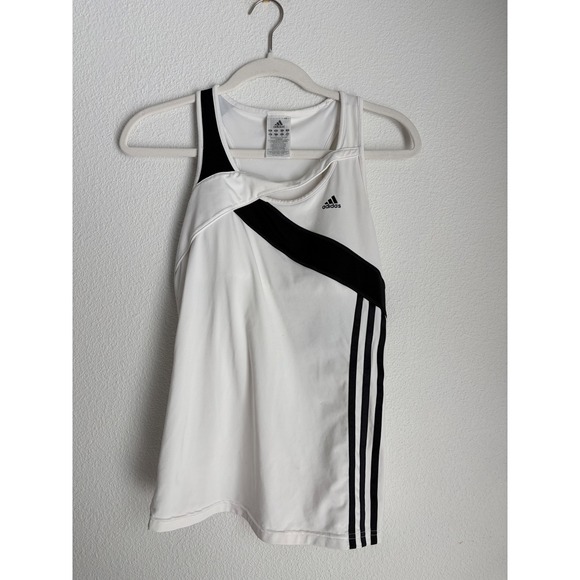 adidas Tops - Adidas Climacool Womens White Black Stripe Racerback Athletic Tank Top Size S